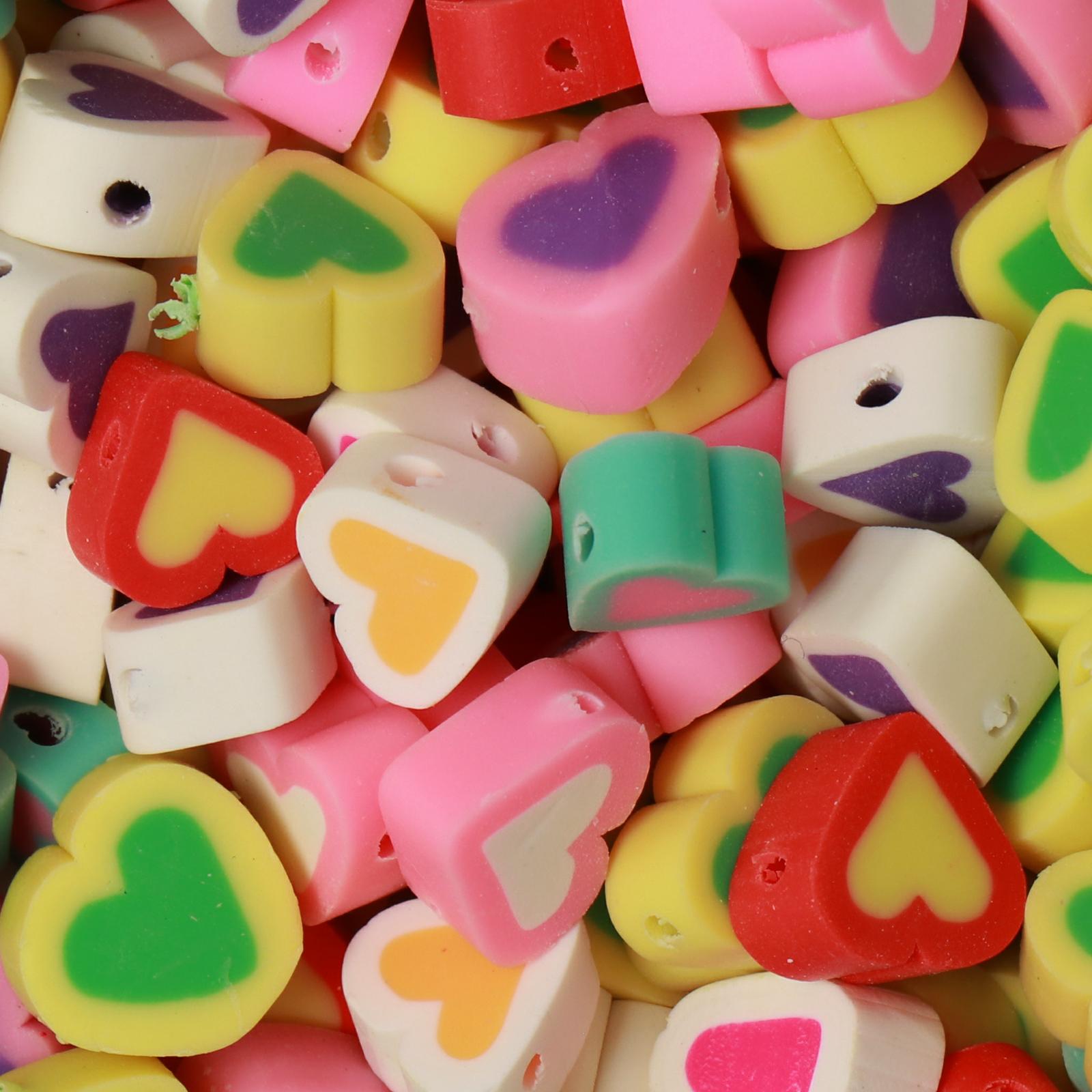 polymer clay beads mix heart 8-10mm | 25pc