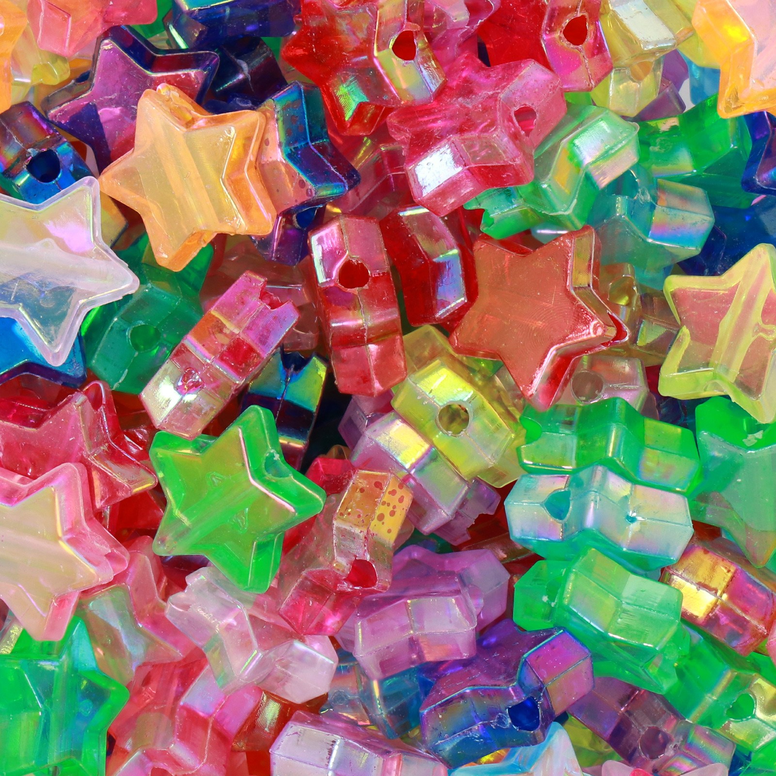 candy acryl beads - multicolor star 11mm - 100pc aprox. | 25gr