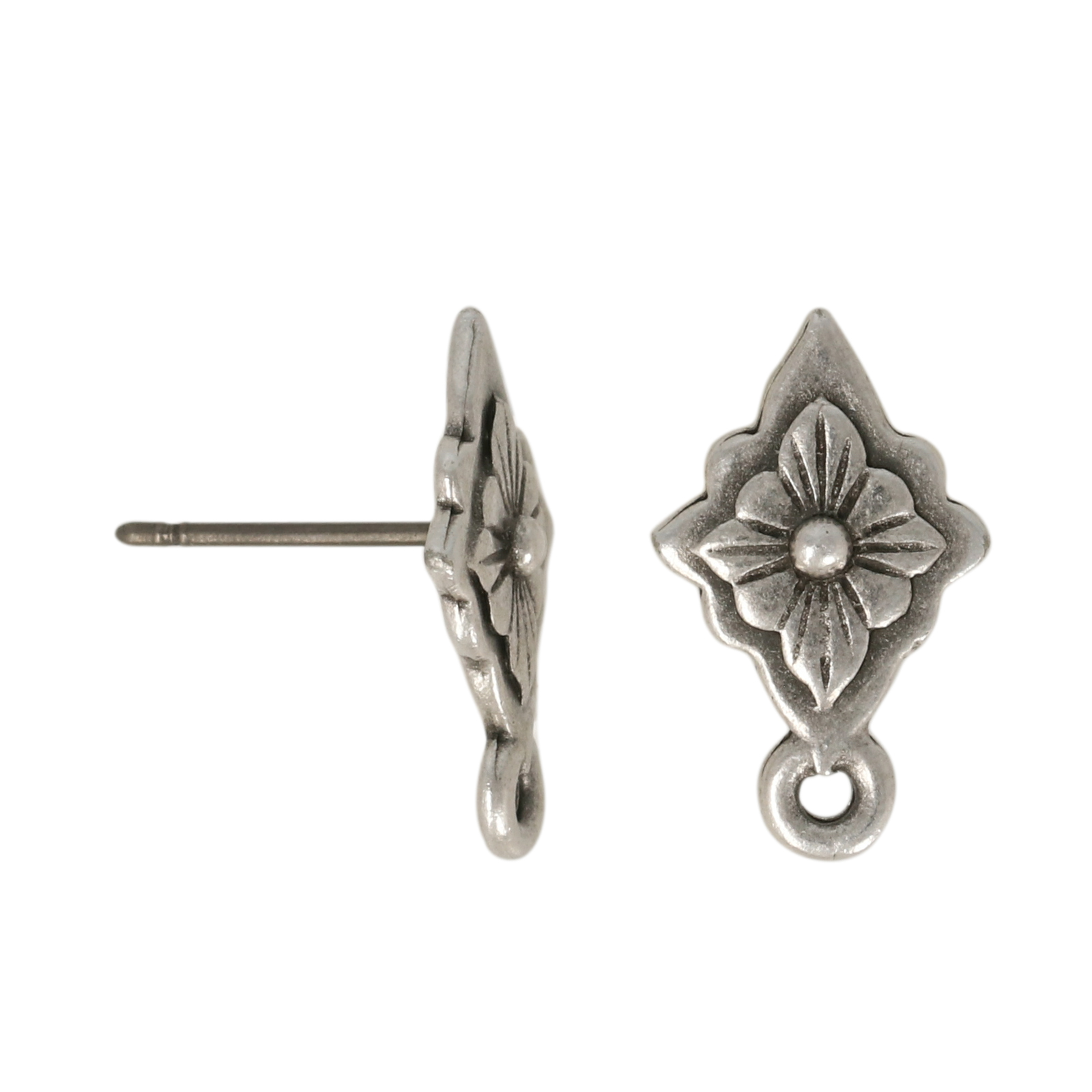 ohrstecker reina antik versilbert 16x10mm | 2st
