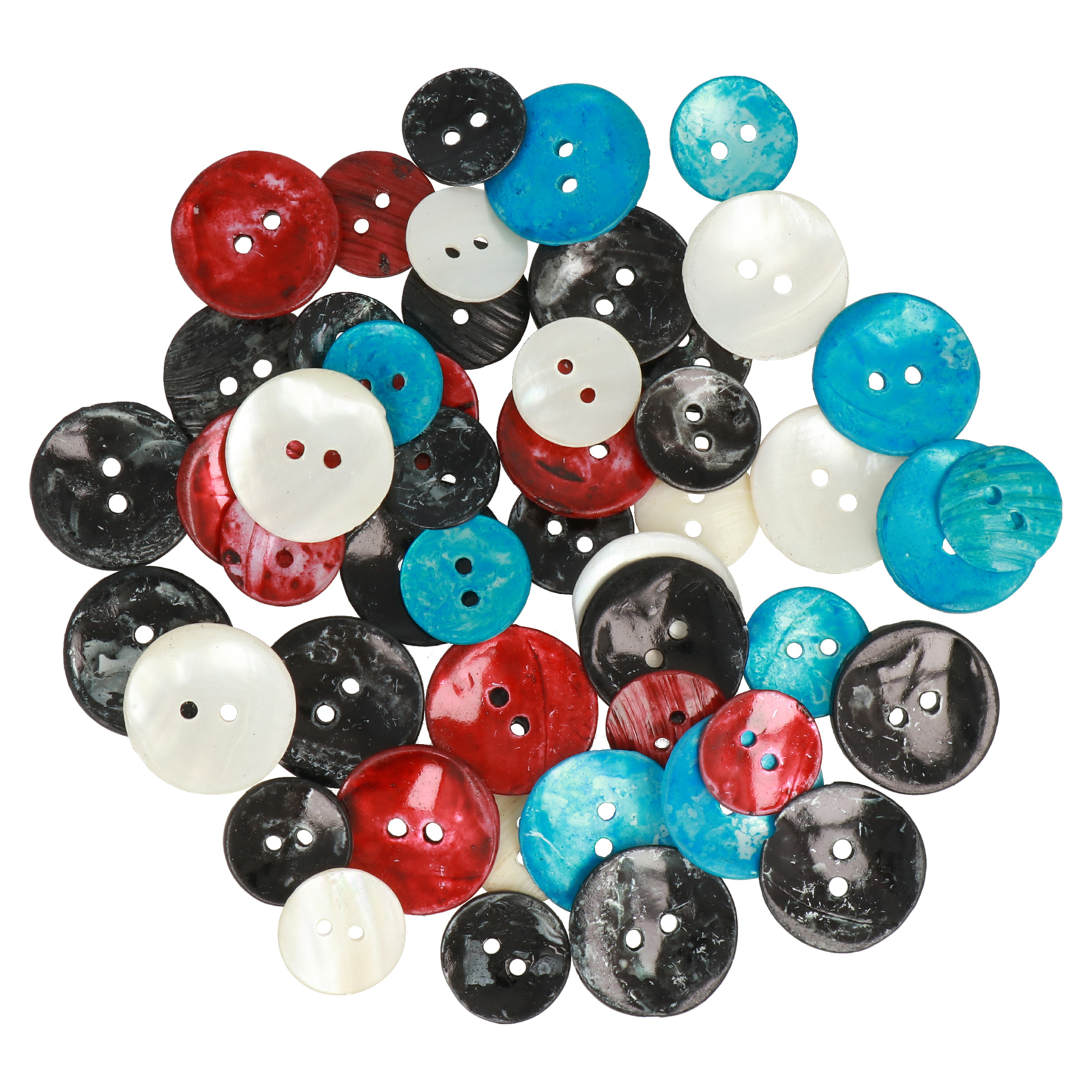 two hole mother of pearl button mix - round 15/20mm - 50pcs | 1pc
