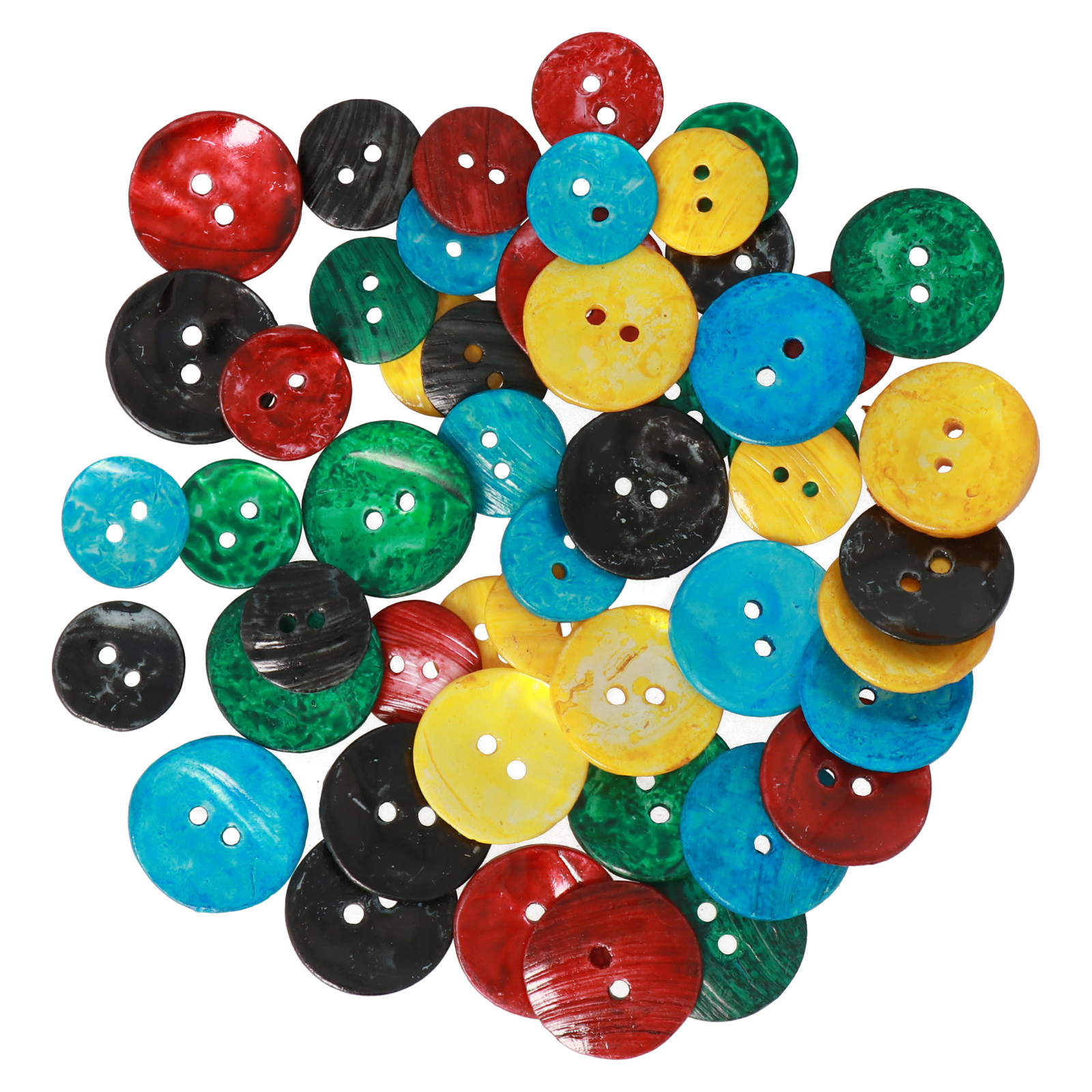 mix perlmuttknöpf mit 2 löchern - runde 12/16mm - 50stk | 1st