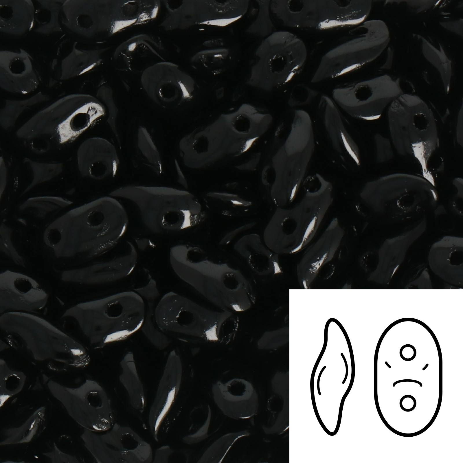 czech glass wave beads jet 7x3mm | 5gr