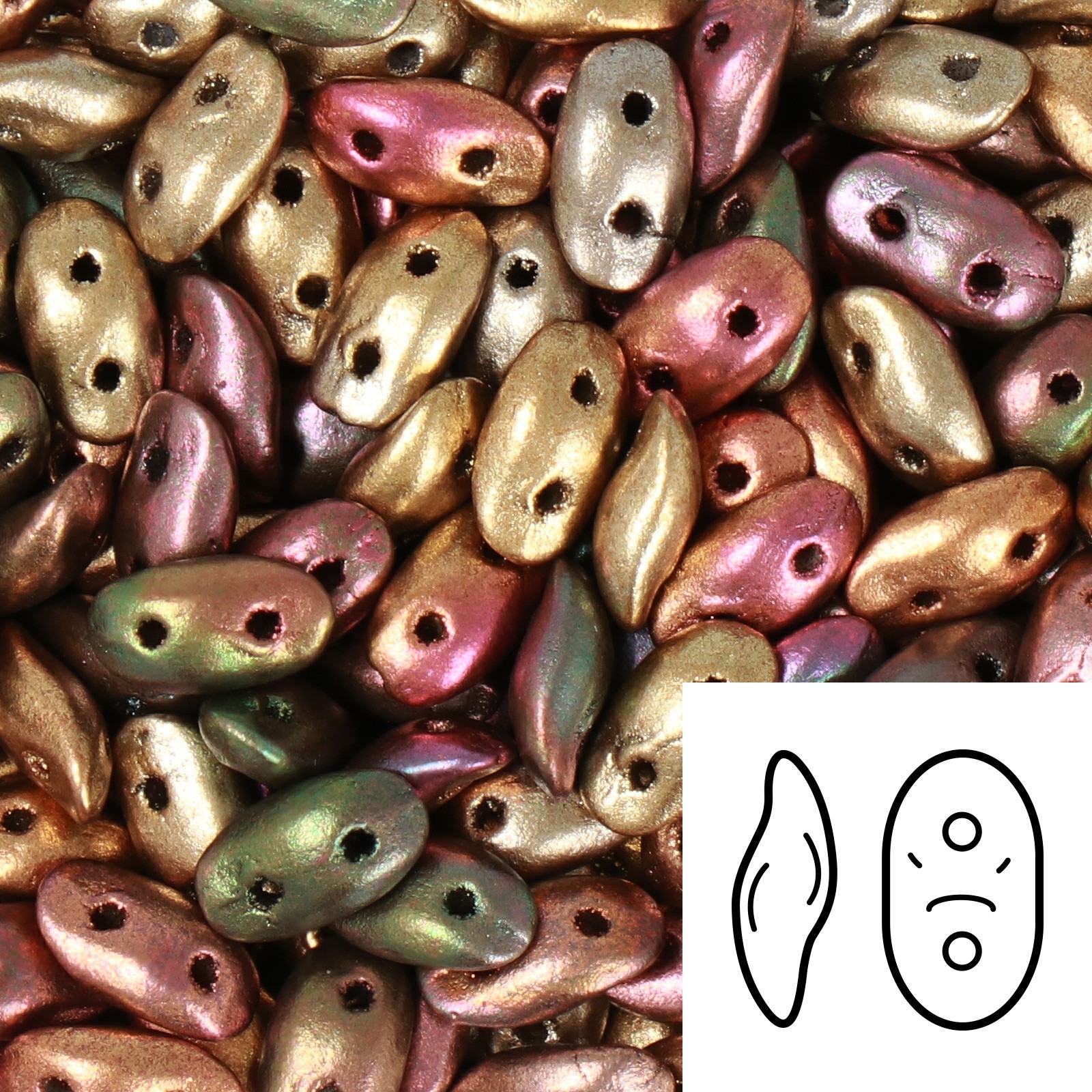 czech glass wave beads crystal orange rainbow 7x3mm | 5gr