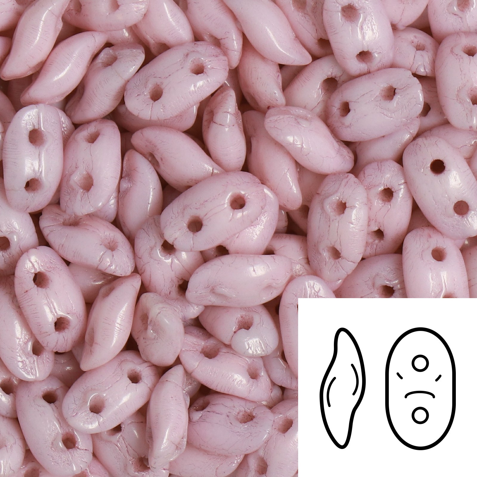czech glass wave beads opaque luster rose 7x3mm | 5gr