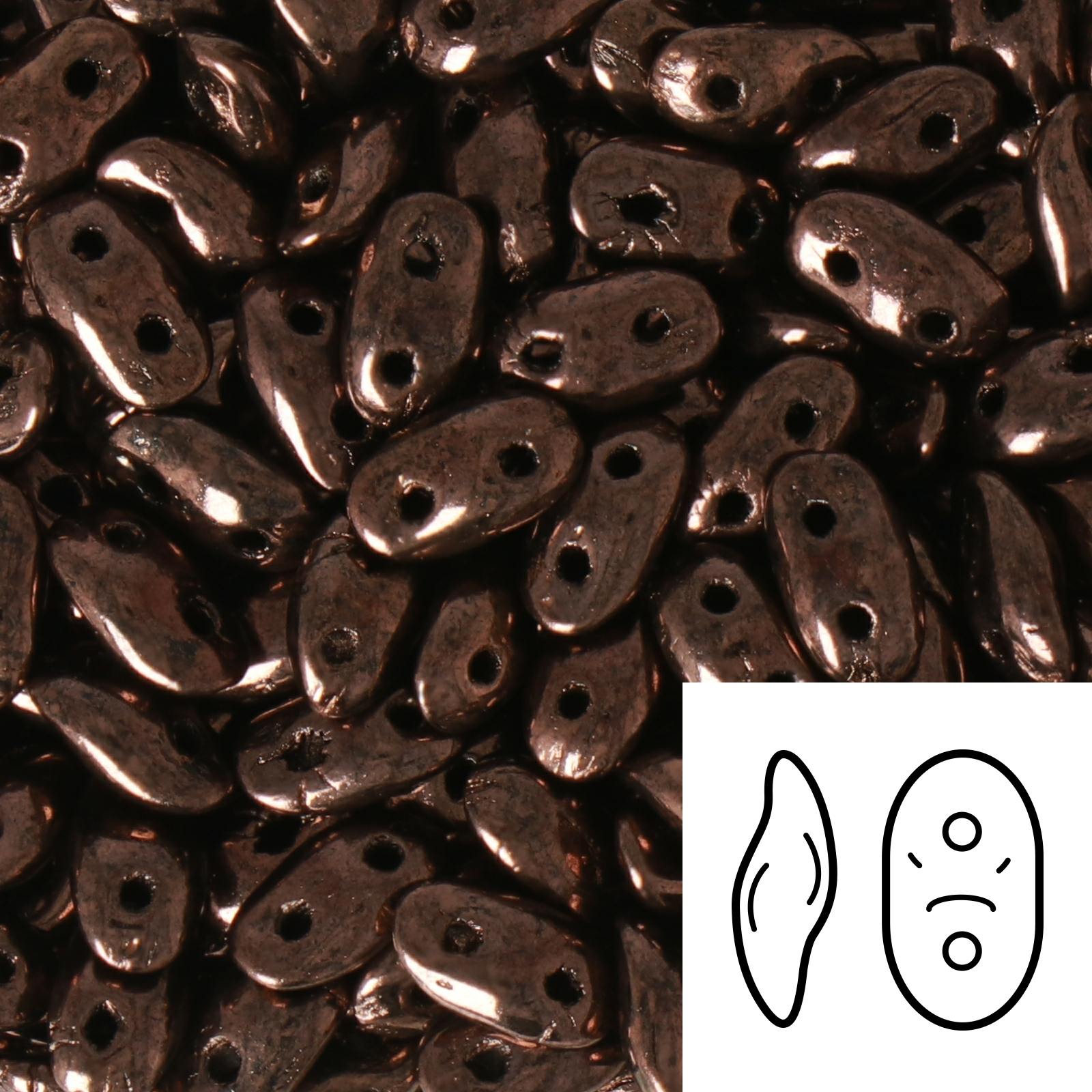 czech glass wave beads dark bronze 7x3mm | 5gr