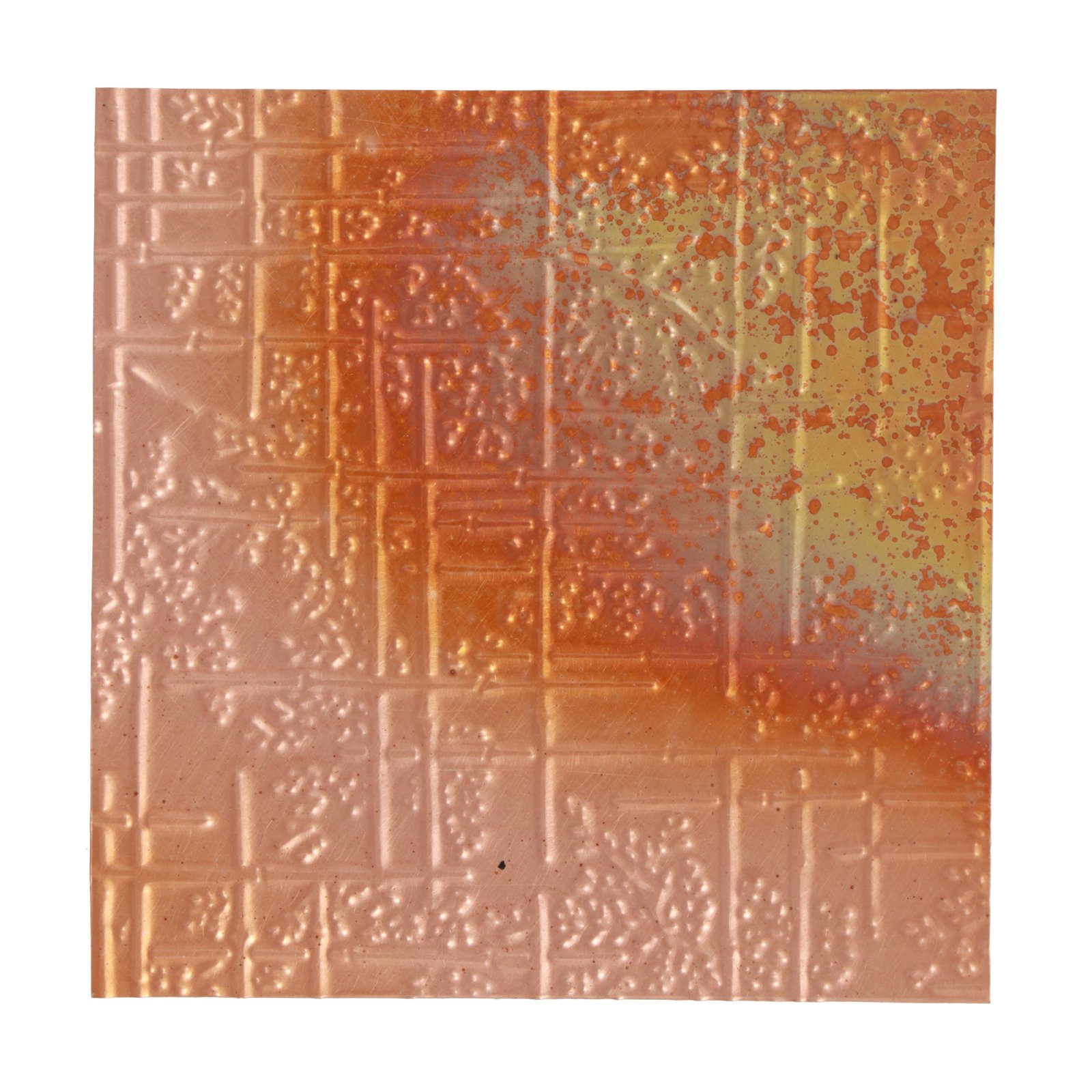 flamed patina copper sheet embossed 7,5cm - 36 gauge | 1pc