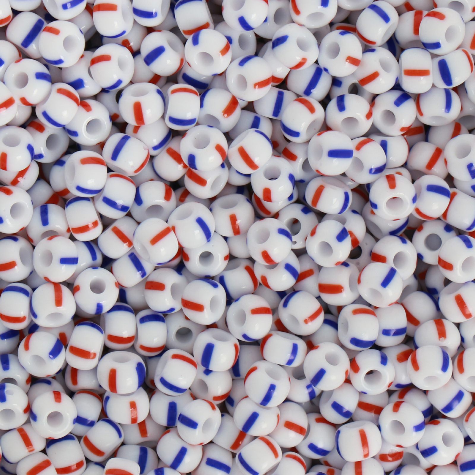 sattperlen preciosa rocailles 5/0 opaque striped blu/red | 20gr