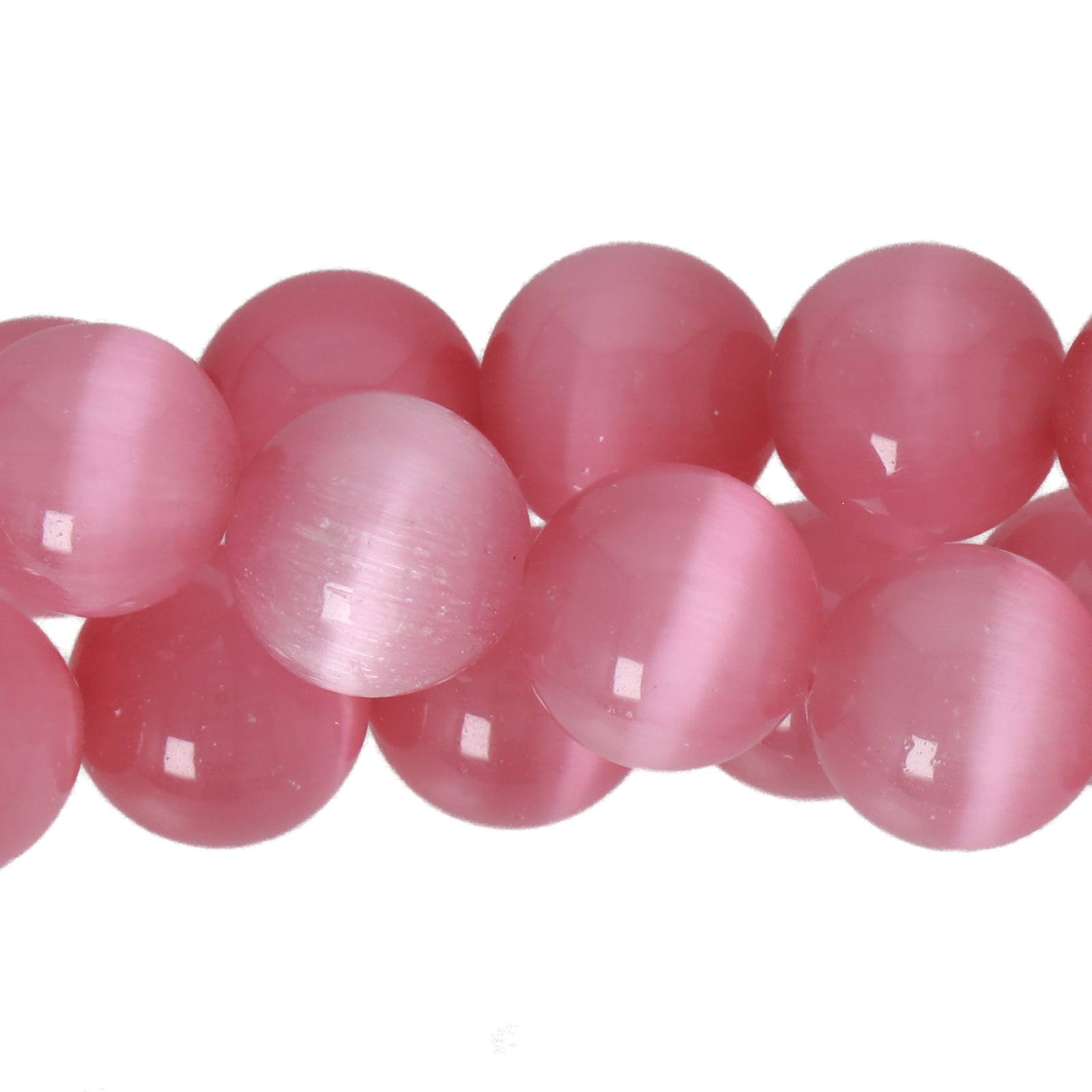 cat's eye glass beads - pink round smooth round 10mm | 20pc