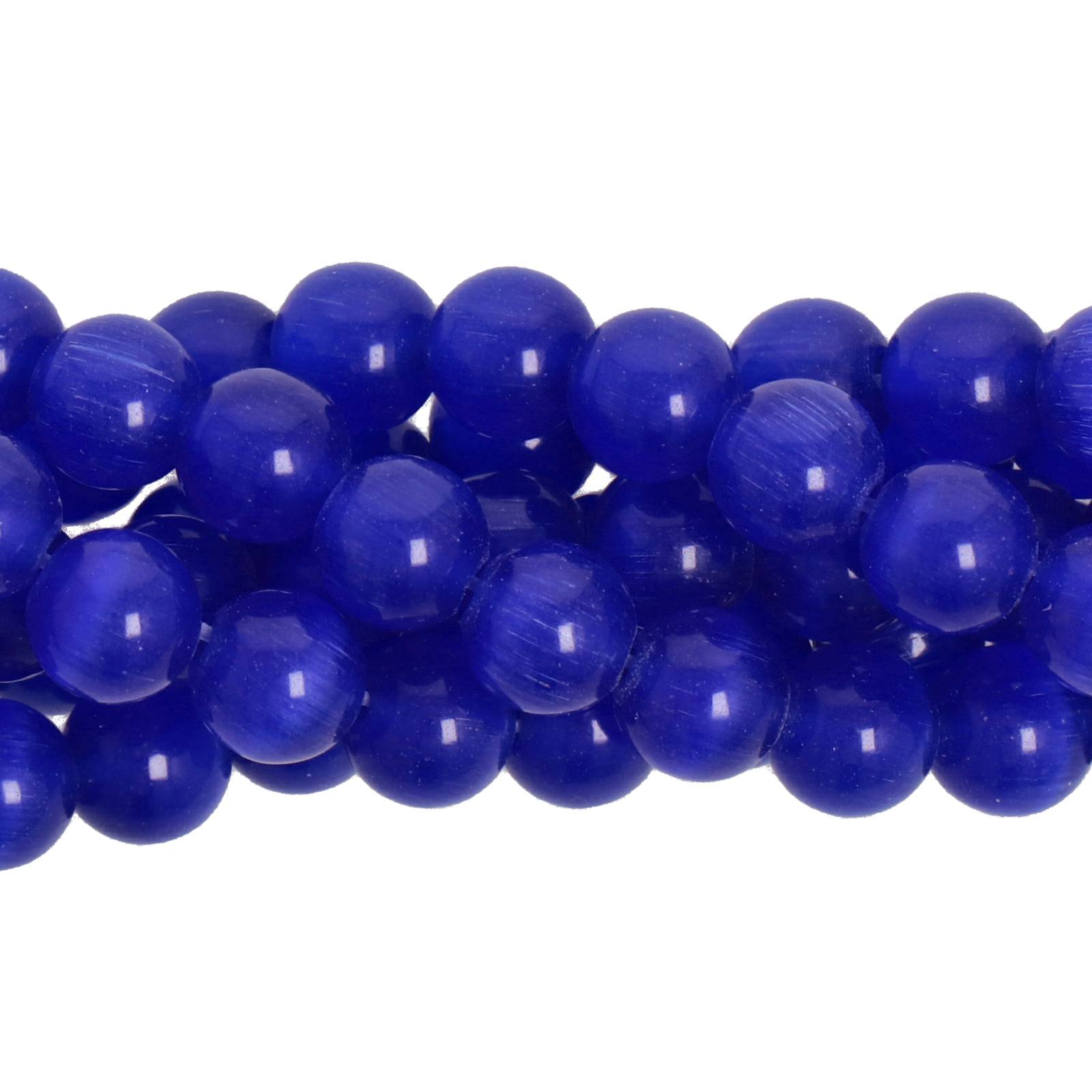 cat's eye glass beads - cobalt smooth round 6mm (65/70pc) | 16-inch strand