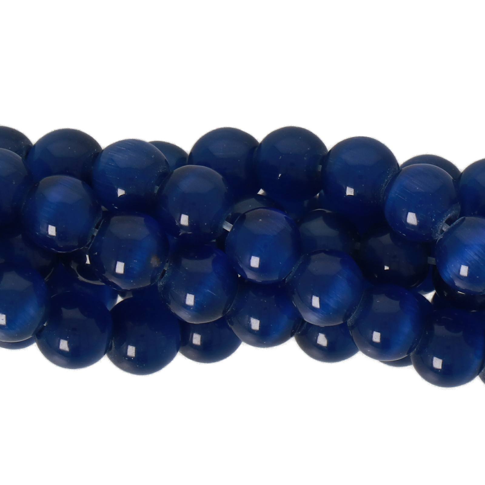 cat's eye glass beads - night blue smooth round 6mm (65/70pc) | 16-inch strand