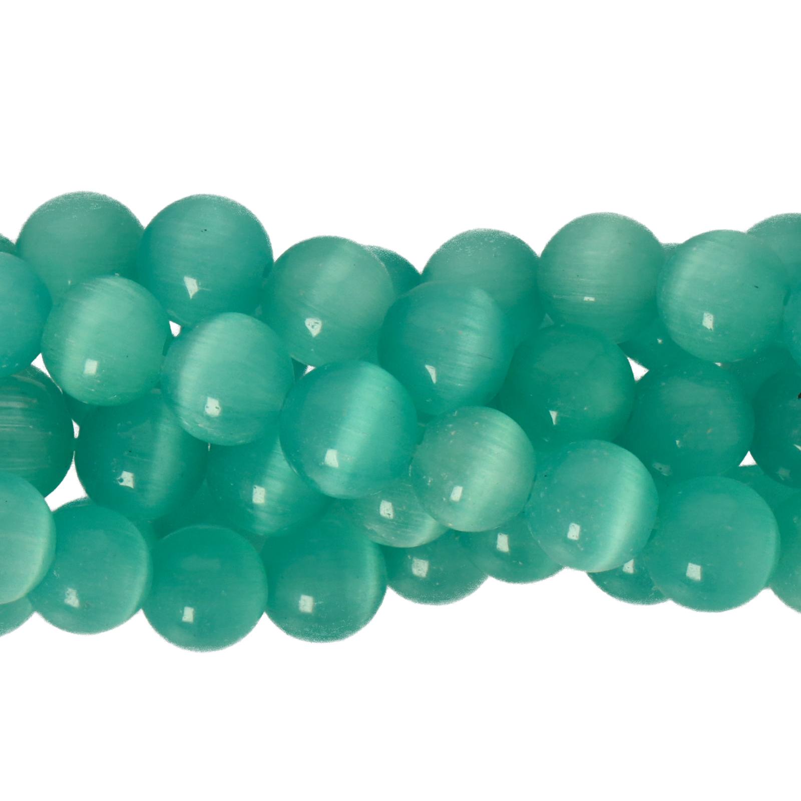 cat's eye glass beads - aqua smooth round 6mm (65/70pc) | 16-inch strand