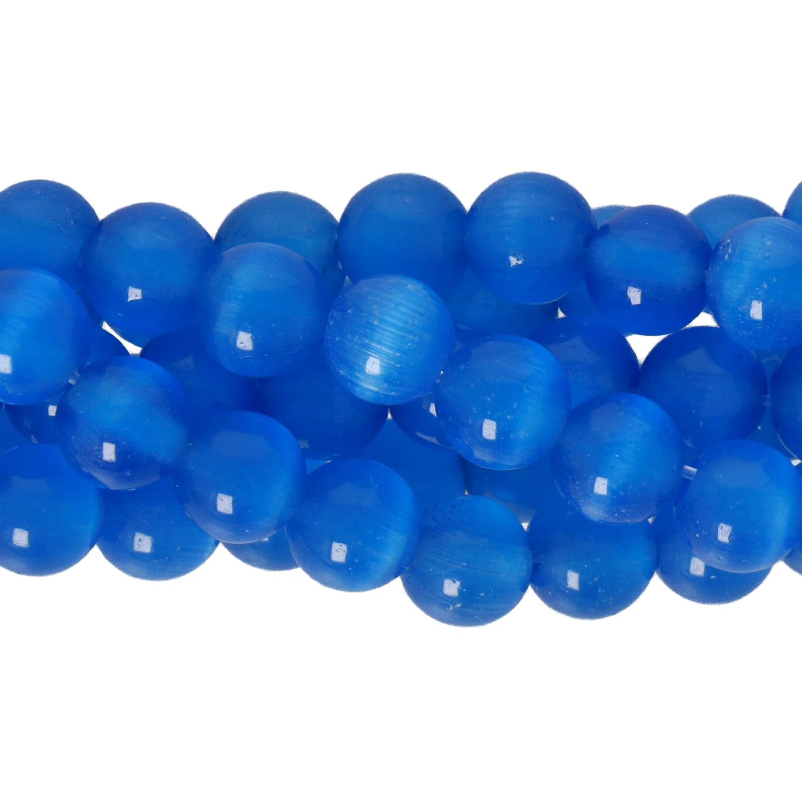 cat's eye glass beads - skyblue smooth round 6mm (65/70pc) | 16-inch strand