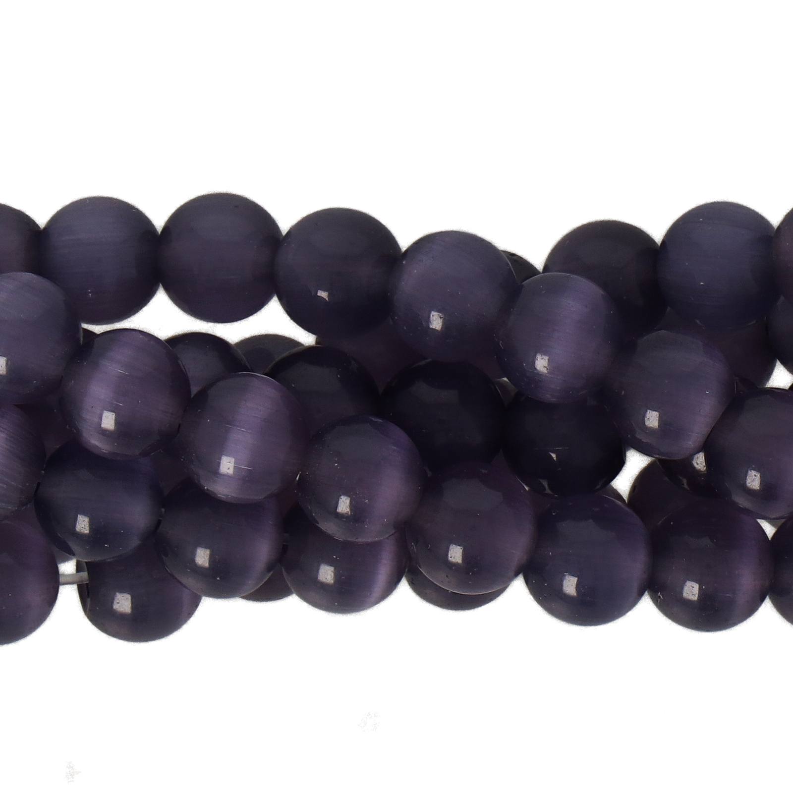 cat's eye glass beads - amethyst smooth round 6mm (65/70pc) | 16-inch strand