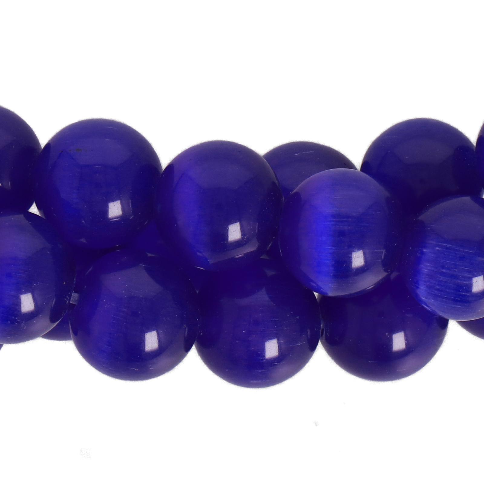 cat's eye glass beads - cobalt smooth round 10mm | 20pc