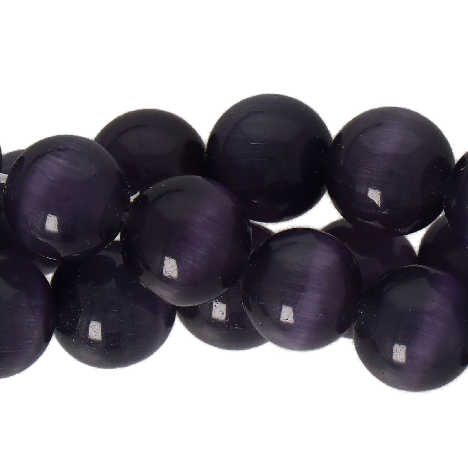 cat eye glatt rund amethyst 10mm | 20st