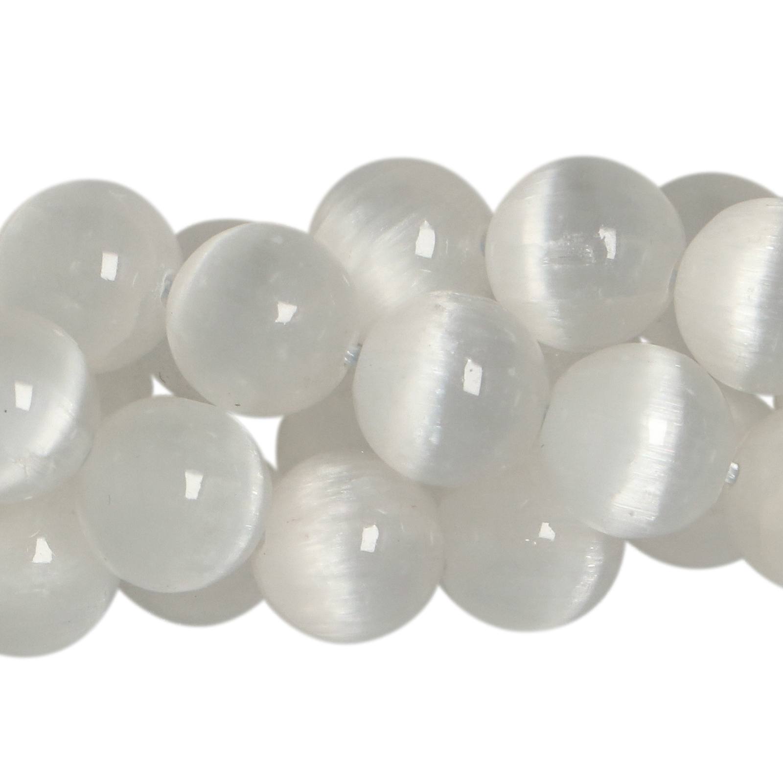 selenite smooth round 8mm | 15/16-inch strand