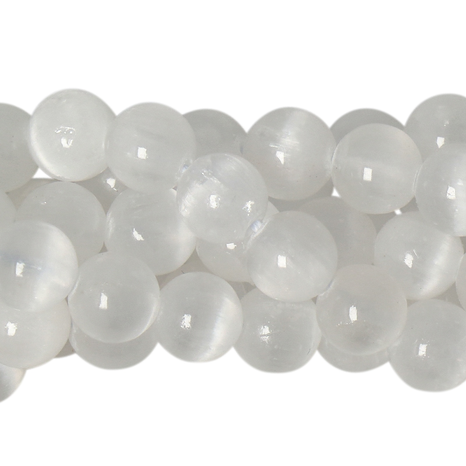 selenite smooth round 6mm | 15/16-inch strand