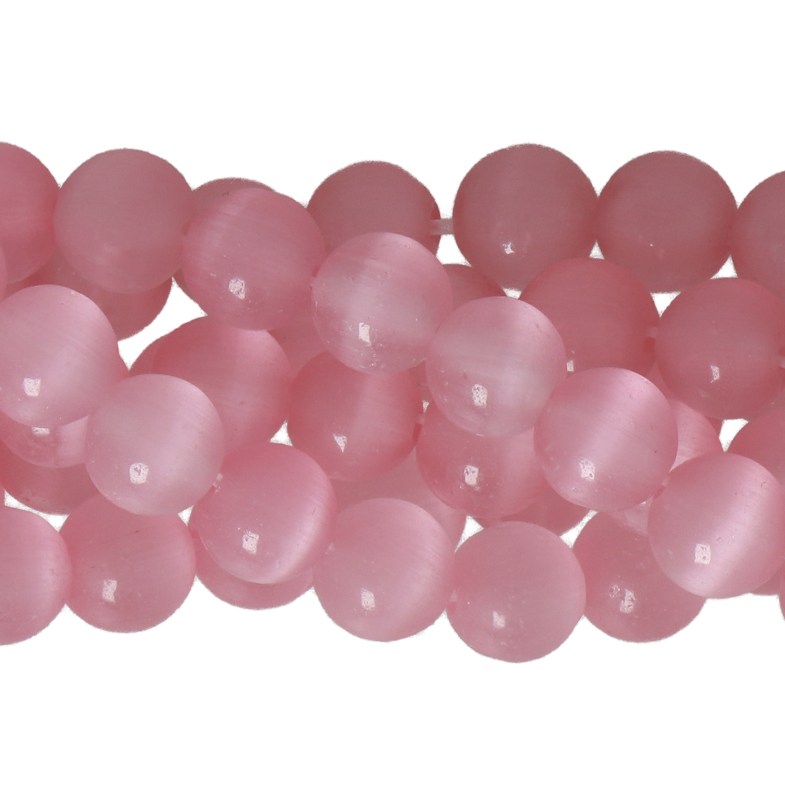 cat's eye glass beads - pink smooth round 6mm (65/70pc) | 16-inch strand