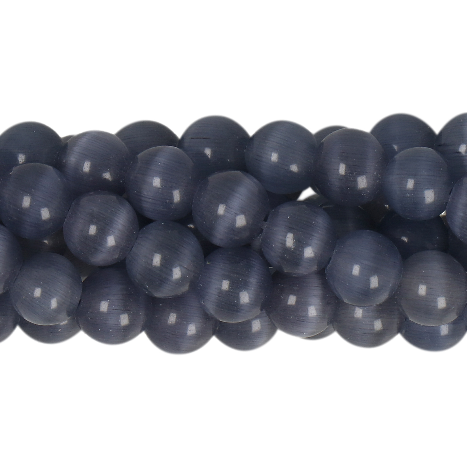 cat's eye glass beads - gray smooth round 6mm (65/70pc) | 16-inch strand
