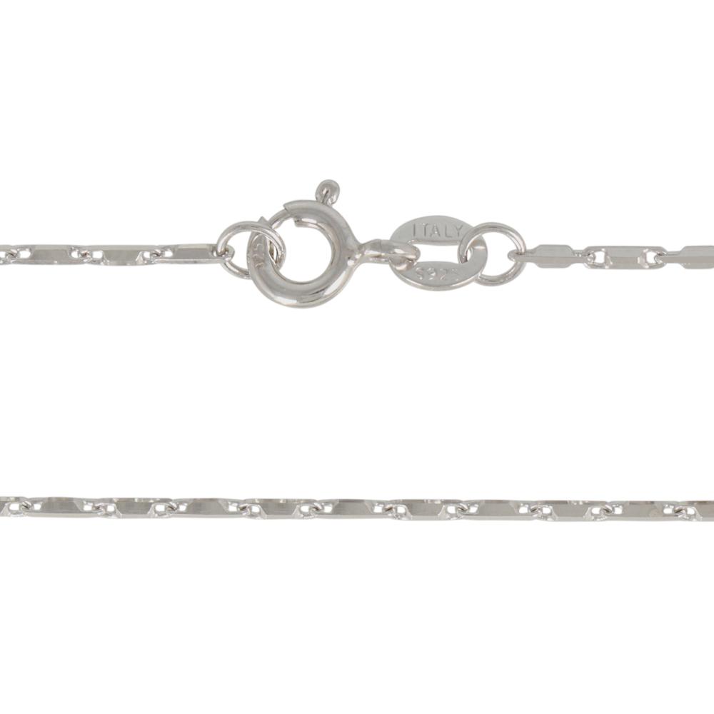 rhodium sterling silver rectangle link chain 1mm necklaces - lenght 46cm | 1pc