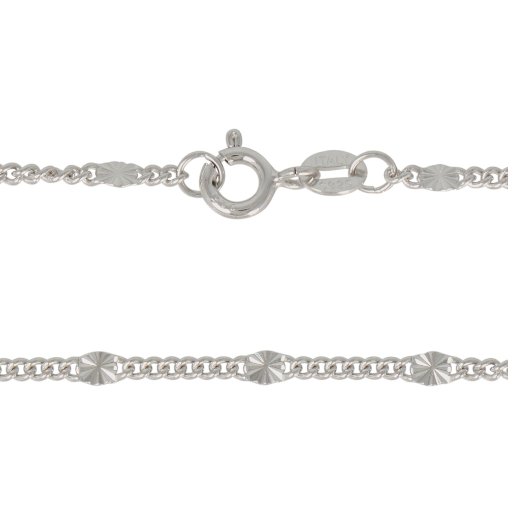 rhodium sterling silver groumette and link chain 1,6mm necklaces - lenght 46cm | 1pc