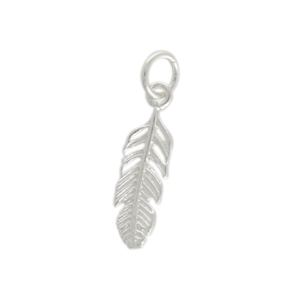 sterling silver feather charm 18x5mm | 1pc
