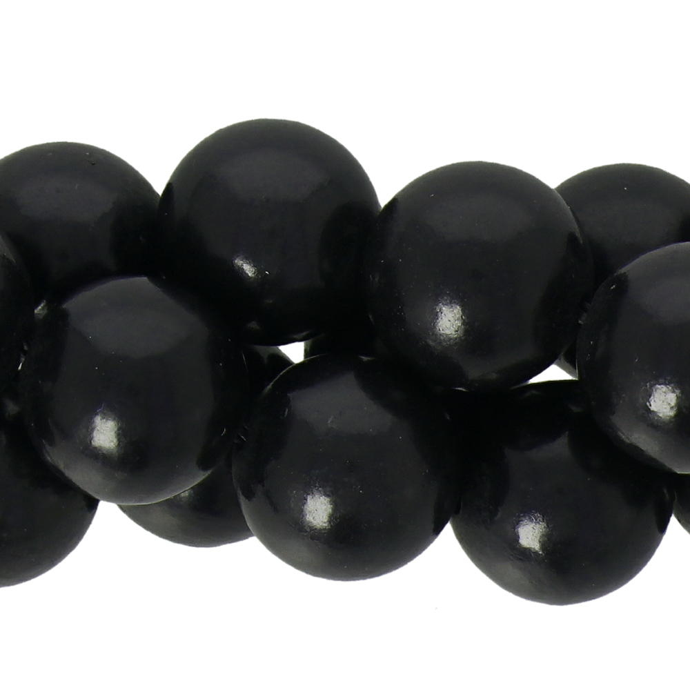 shungite smooth round 10mm | 16-inch strand