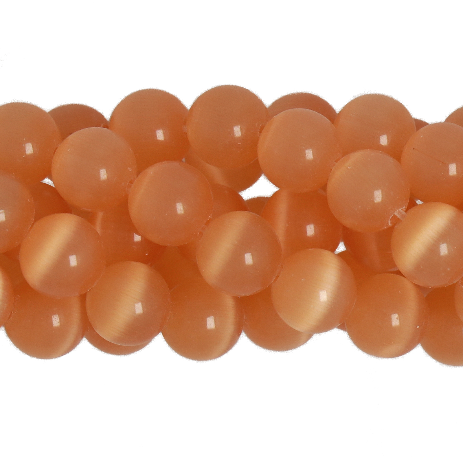 cat's eye glass beads - light orange smooth round 6mm (65/70pc) | 16-inch strand