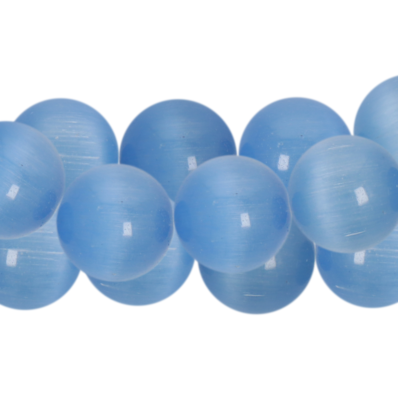 cat's eye glass beads - sky blue round smooth round 10mm | 20pc