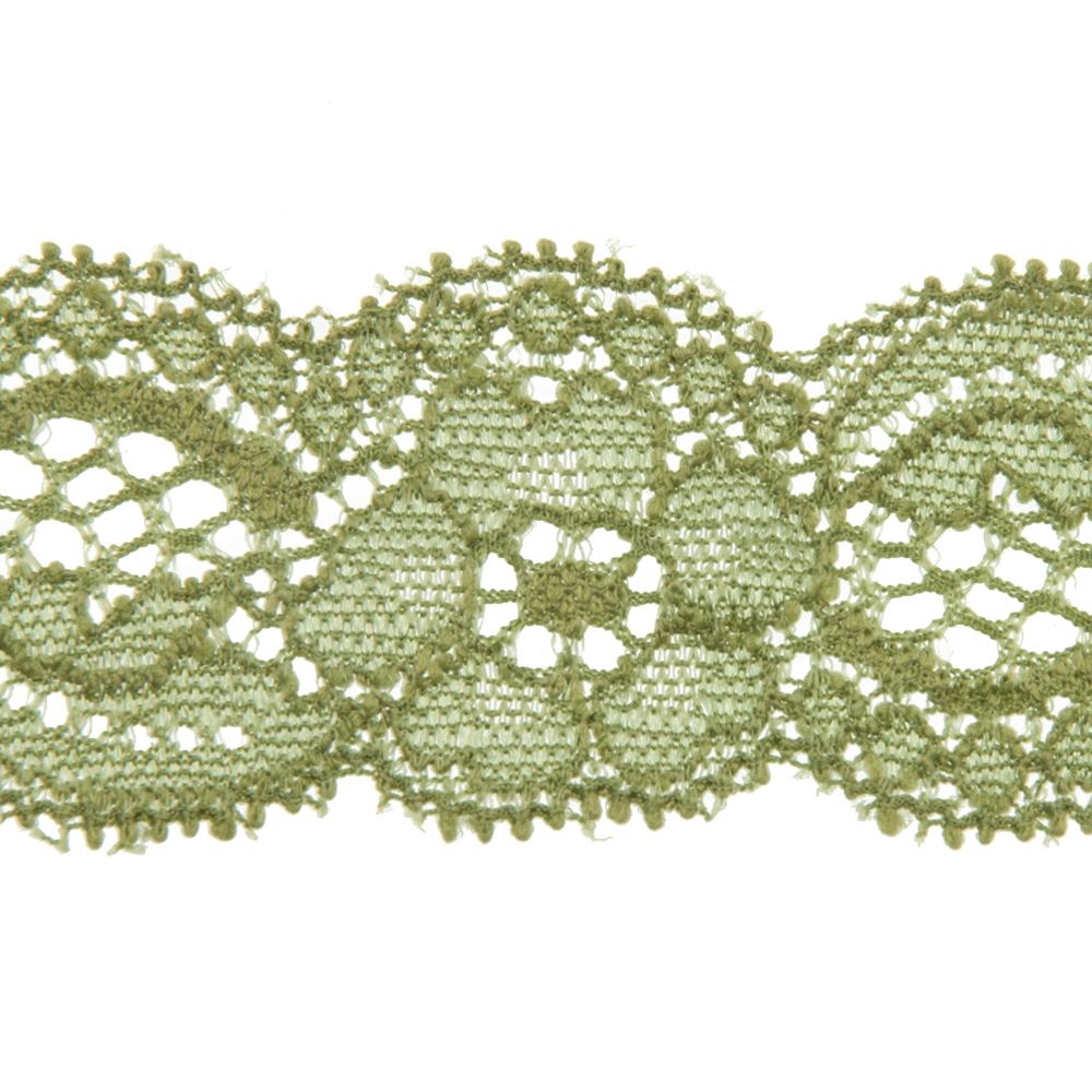 elastic ribbon lace - olive green 30mm | 1mt