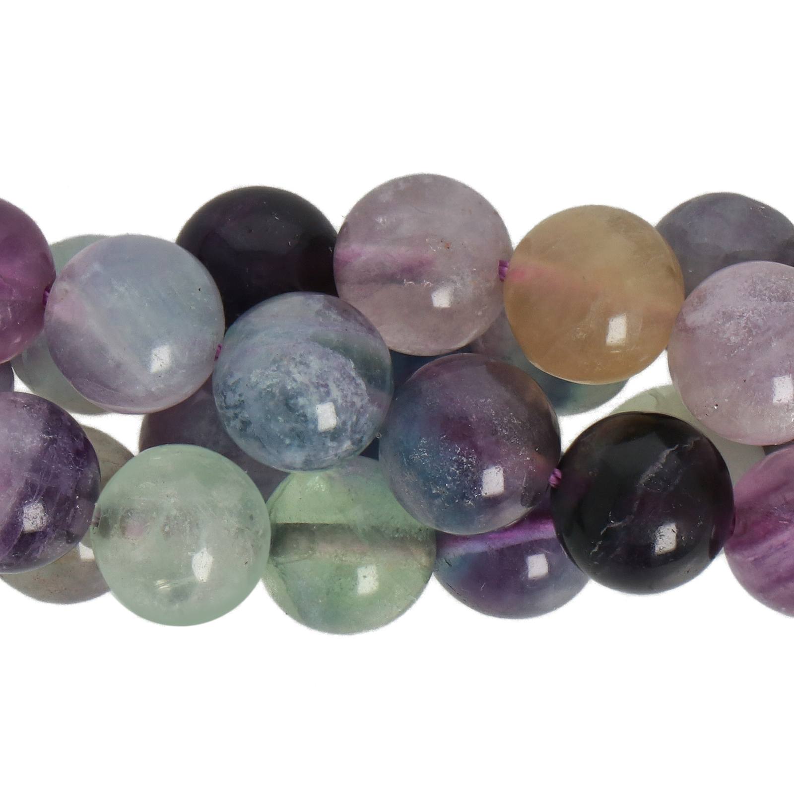 rainbow fluorite ab quality smooth round 8mm | 16-inch strand