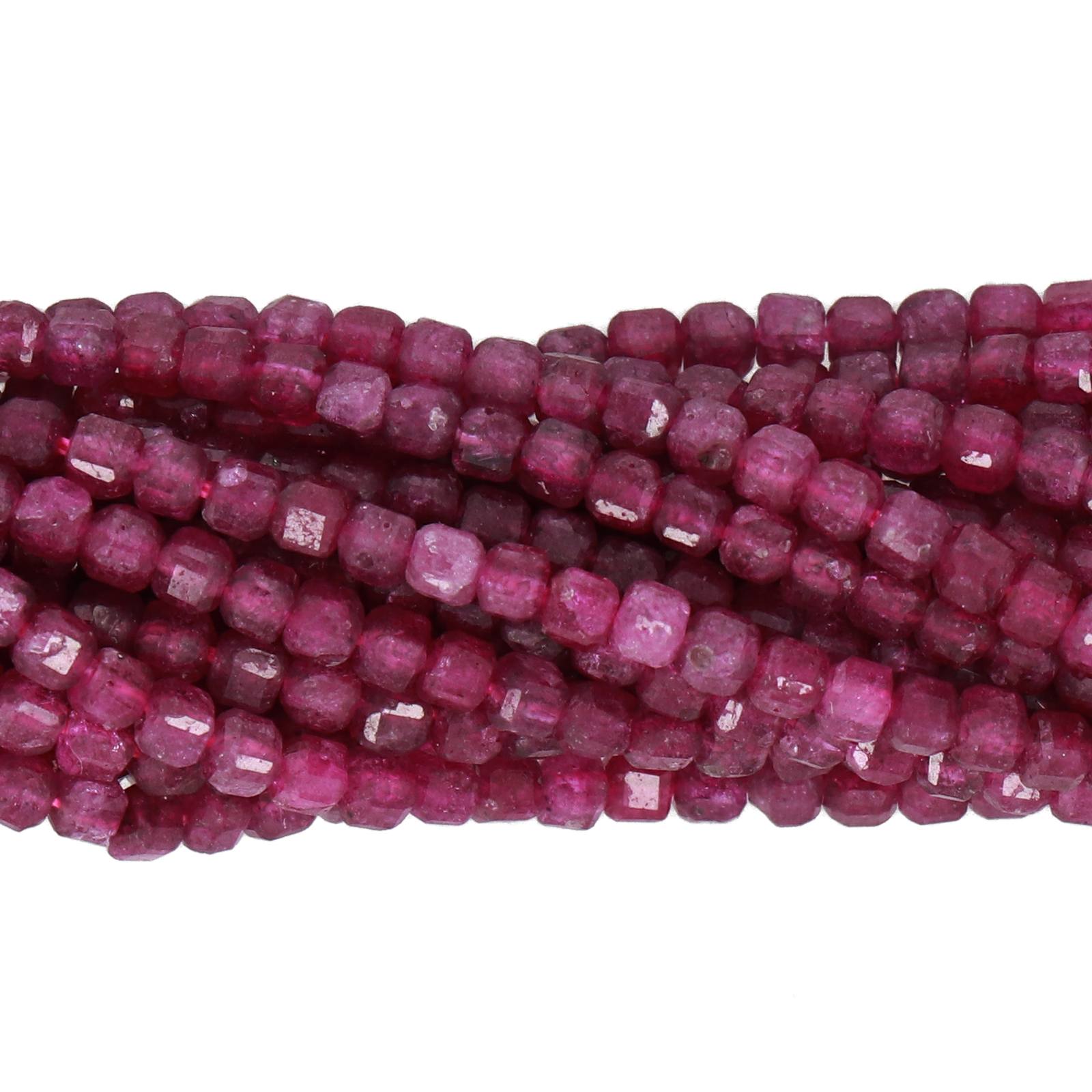 ruby cube faceted 2,5mm aprox | 15/16-inch strand