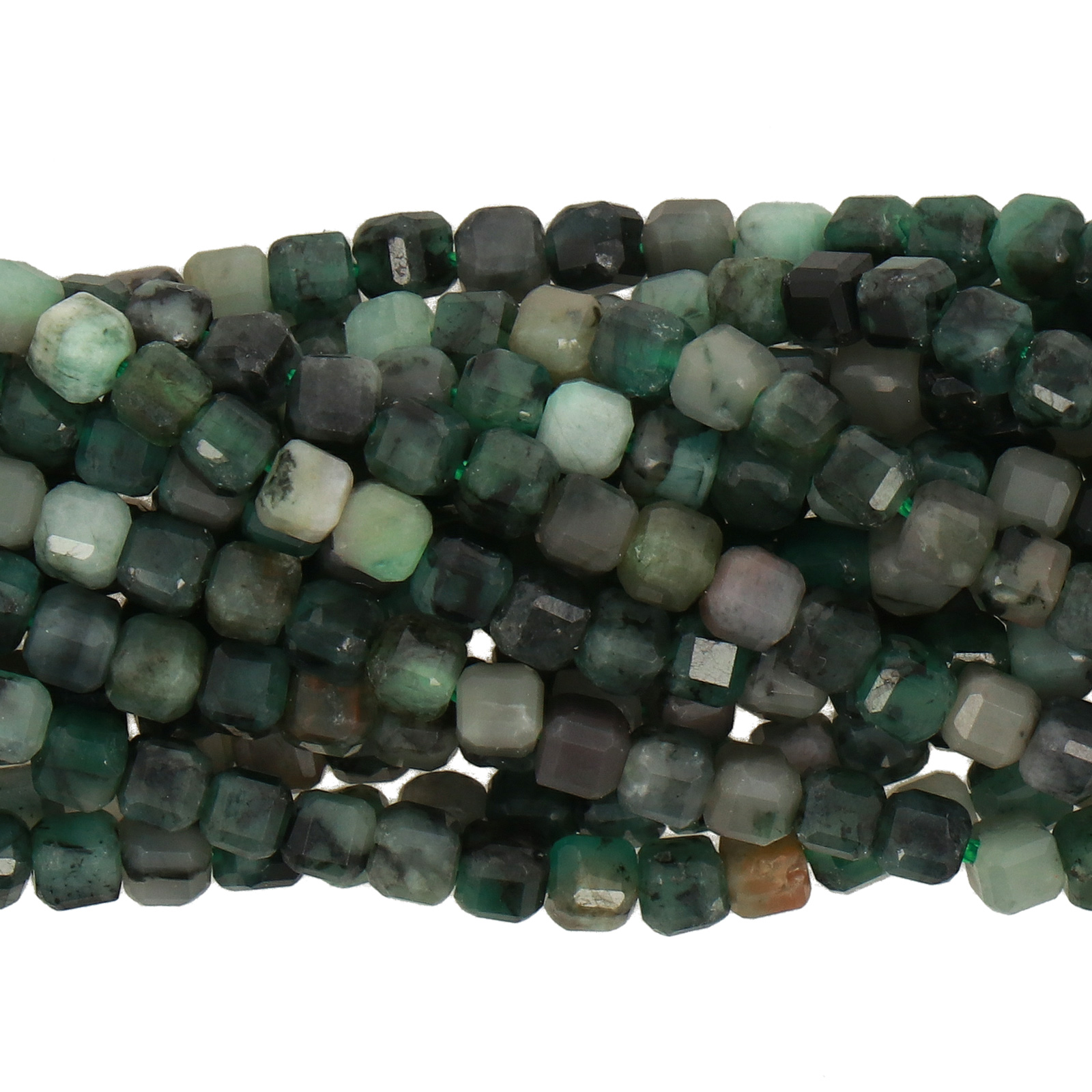 green emerald cube faceted 3,5mm aprox | 15/16-inch strand