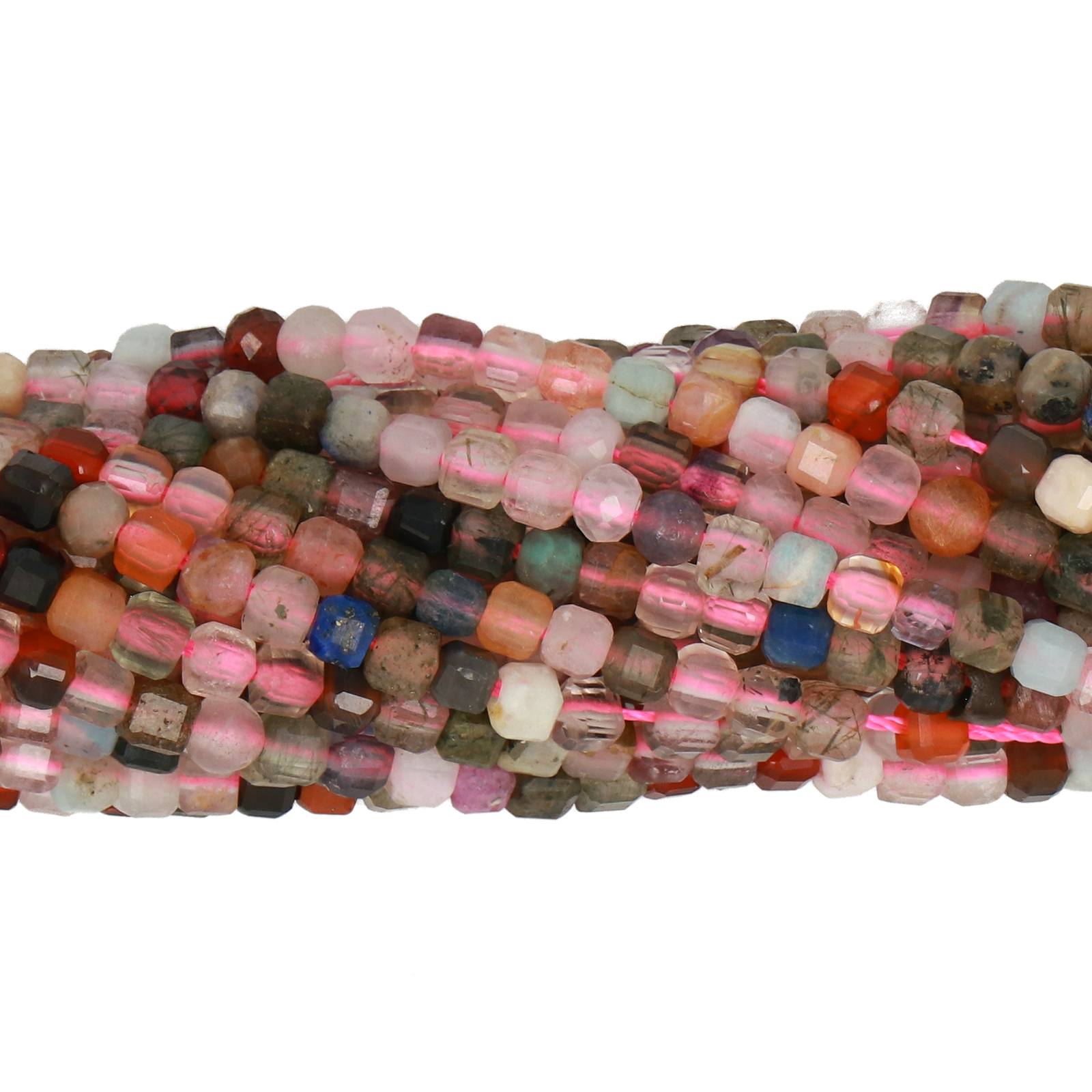 gemstone mix cube faceted 2,5mm aprox | 15/16-inch strand