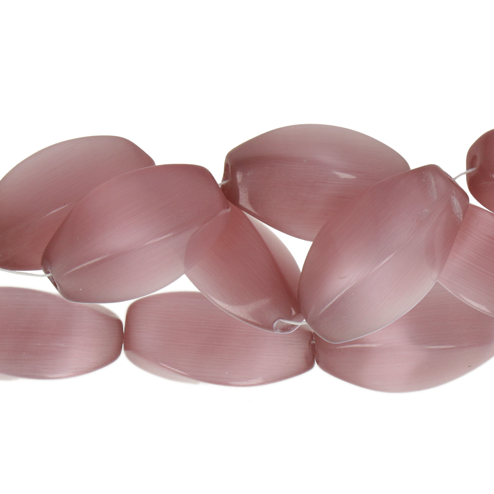 cat eye twisted oliven purpur 16x8mm | 8st
