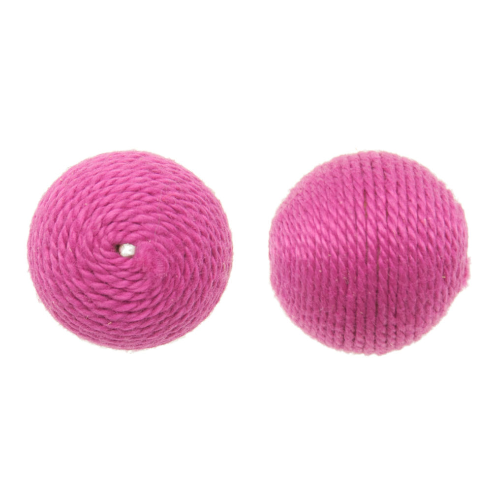 wood beads cotton coated - fuchsia - round 16mm | 4pc