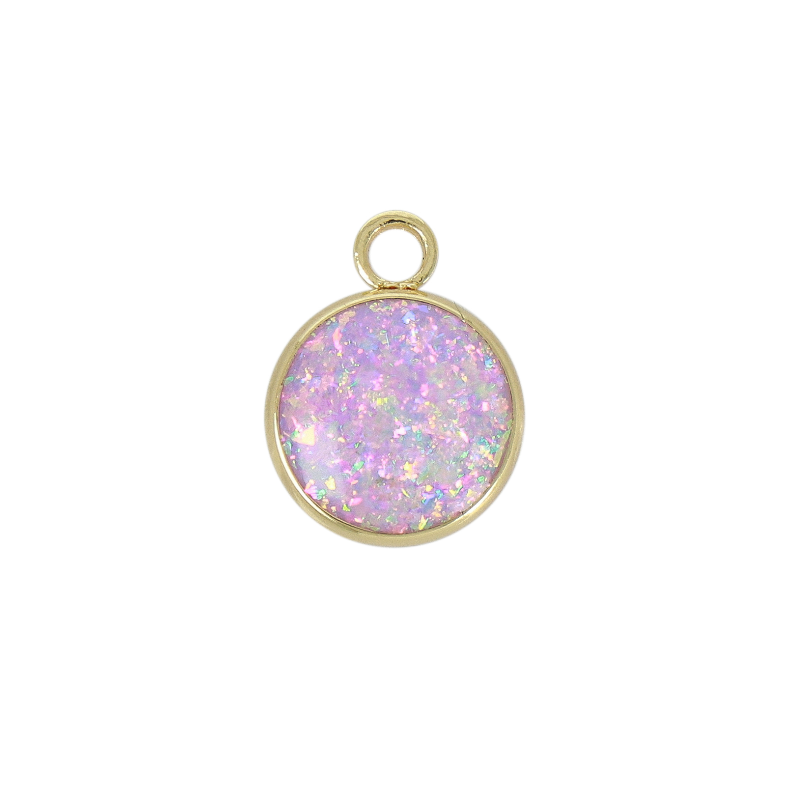rose opal jewels charm gold plated round 10mm | 2pc