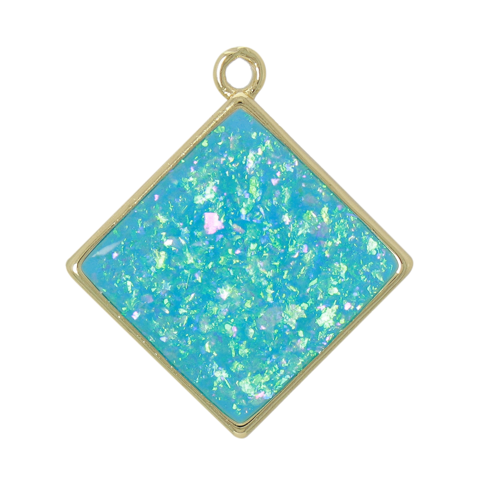 aqua opal jewels charm gold plated diamond 21mm | 1pc