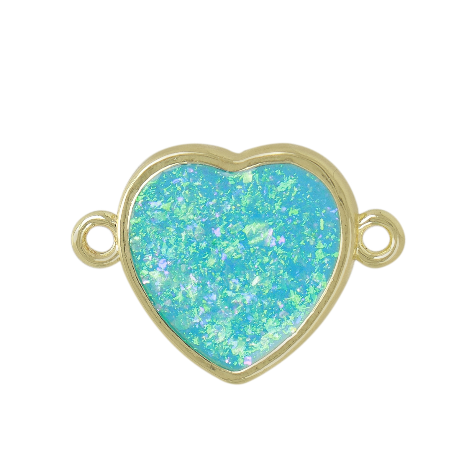 aqua opal jewels link gold plated heart 16mm | 1pc