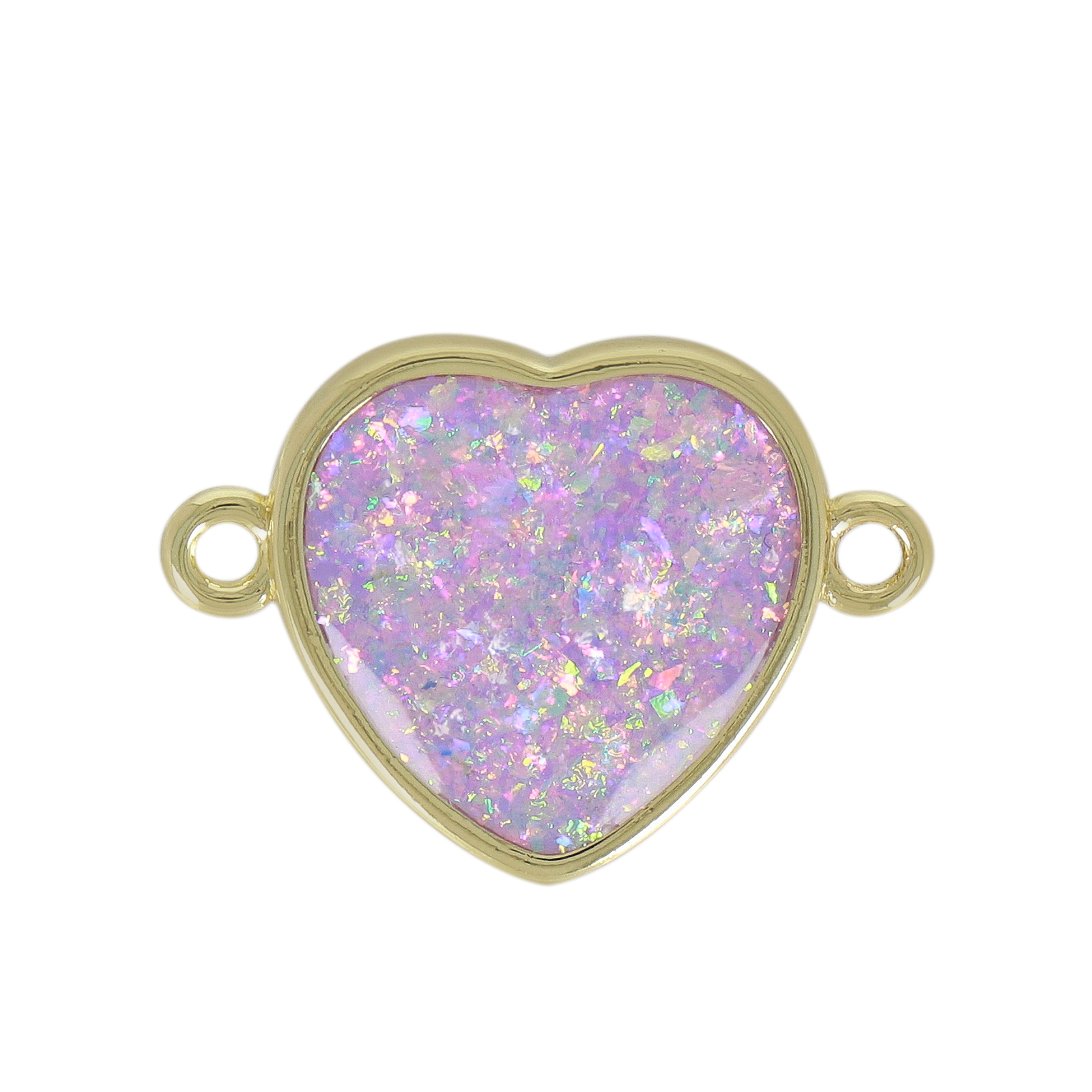 rose opal jewels link gold plated heart 16mm | 1pc
