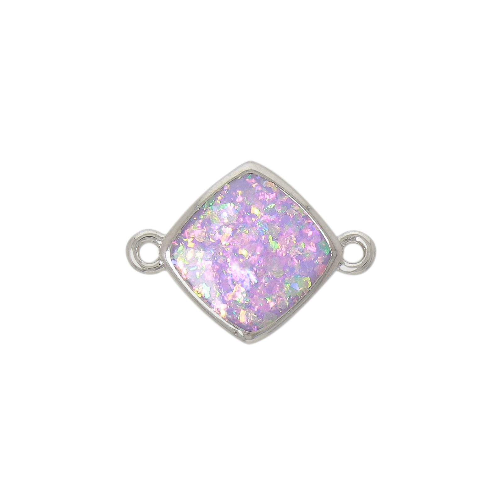 rose opal jewels link rhodium silver plated diamond 10mm | 2pc