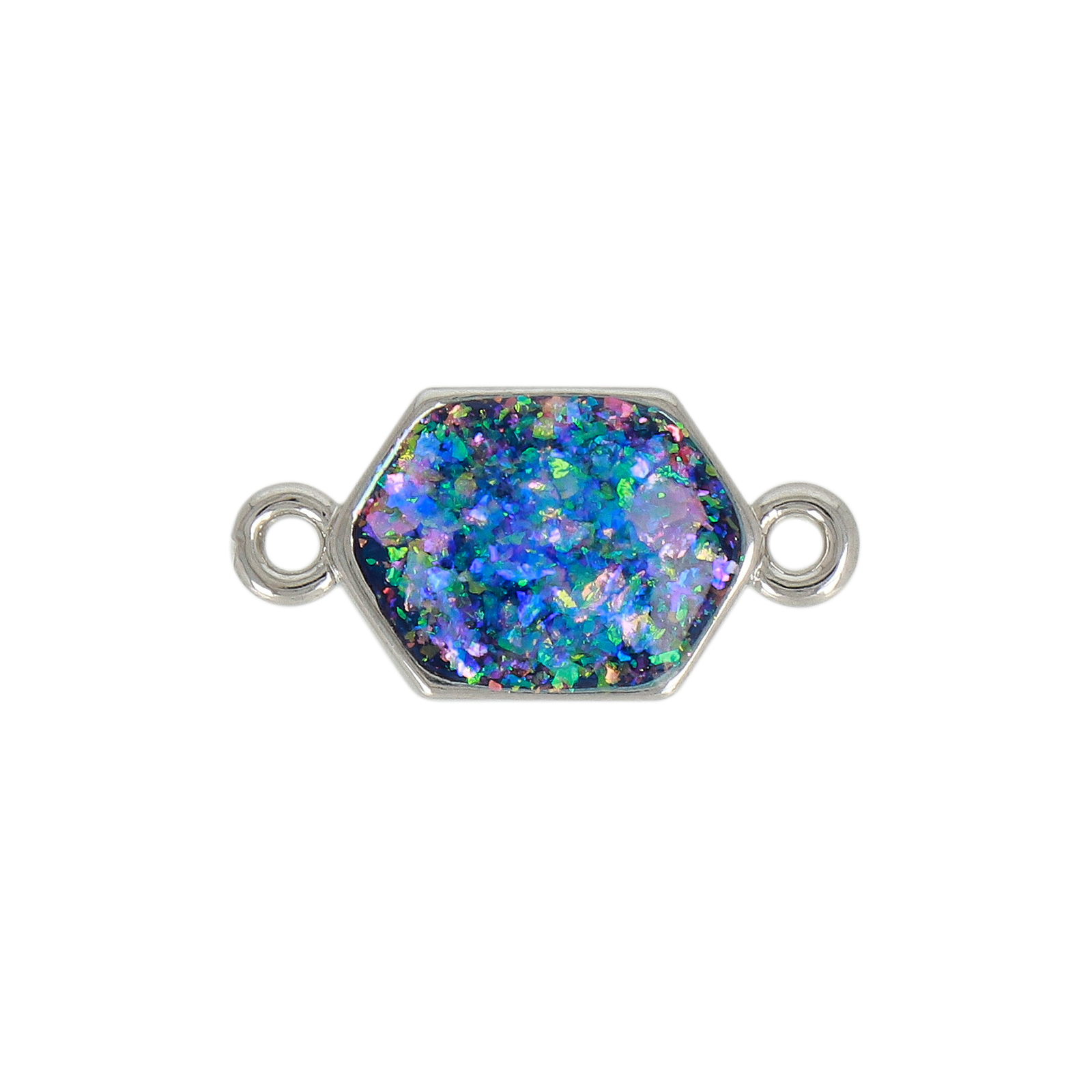 opal jewels zwischenteile blue rhodium versilbert exagon 12x9mm | 2st