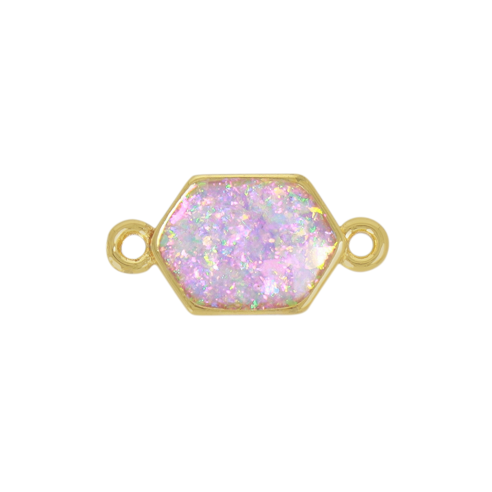 rose opal jewels link gold plated exagon 12x9mm | 2pc