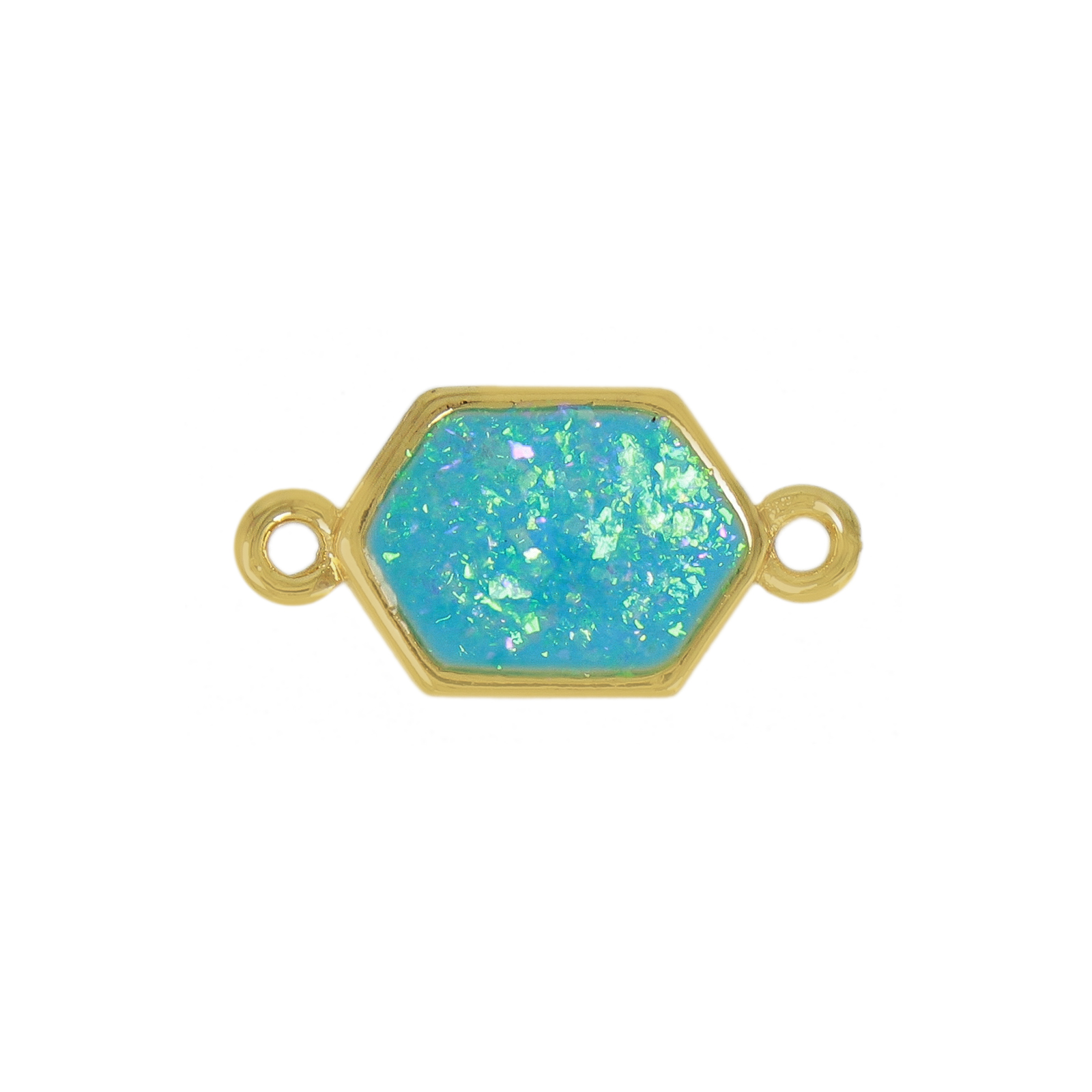 aqua opal jewels link gold plated exagon 12x9mm | 2pc