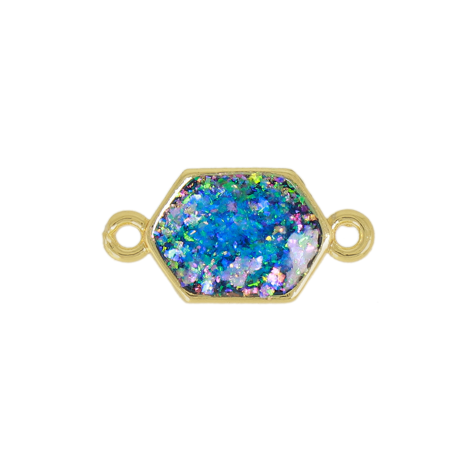 opal jewels zwischenteile blue vergoldet exagon 12x9mm | 2st
