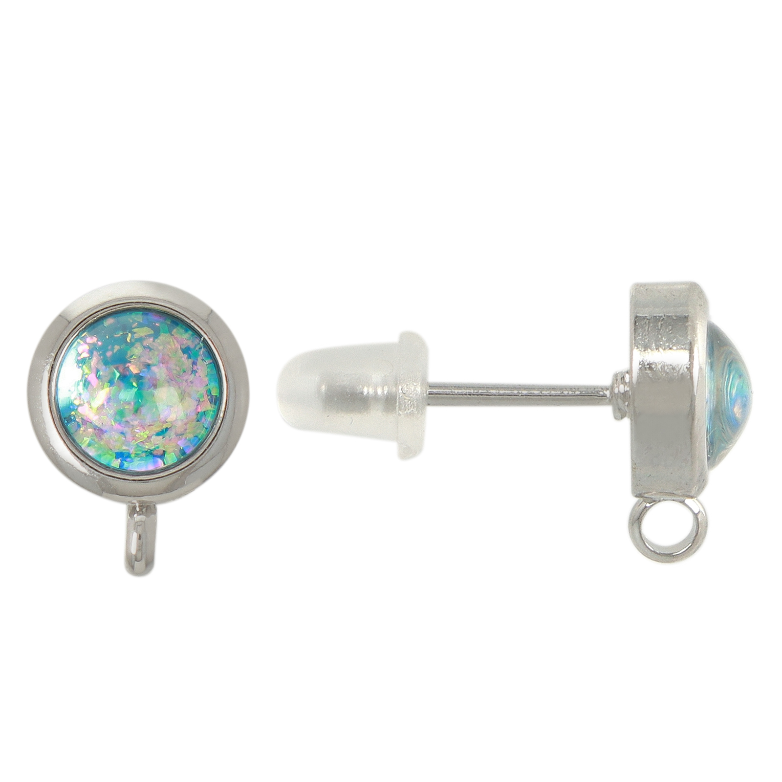 opal jewels - ohrstecker mit ring rhodiumfarben - blue 8mm | 2st