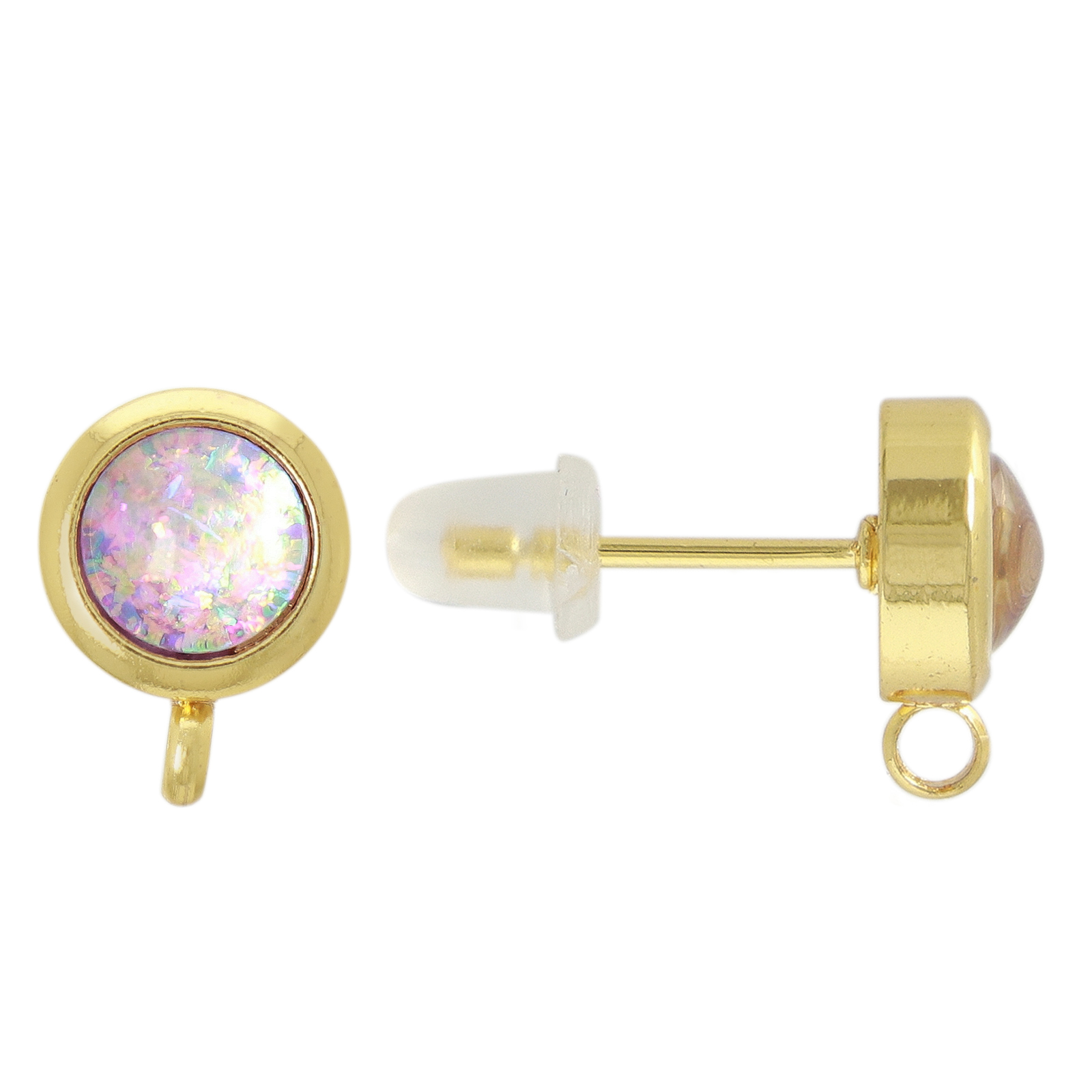 opal jewels - ohrstecker mit ring vergoldet - rose 8mm | 2st