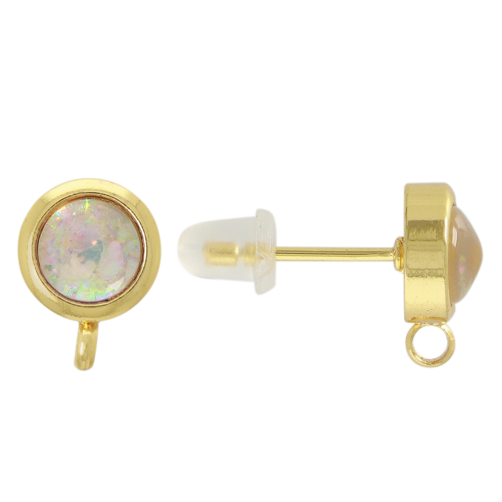 opal jewels - ohrstecker mit ring vergoldet - white 8mm | 2st