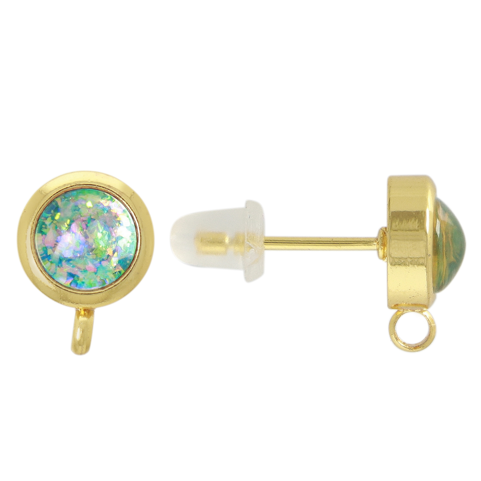 opal jewels - ohrstecker mit ring vergoldet - blue 8mm | 2st