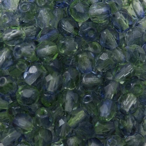 czech fire-polished round beads crystal dual coated blueberry/green 4mm | 50pc